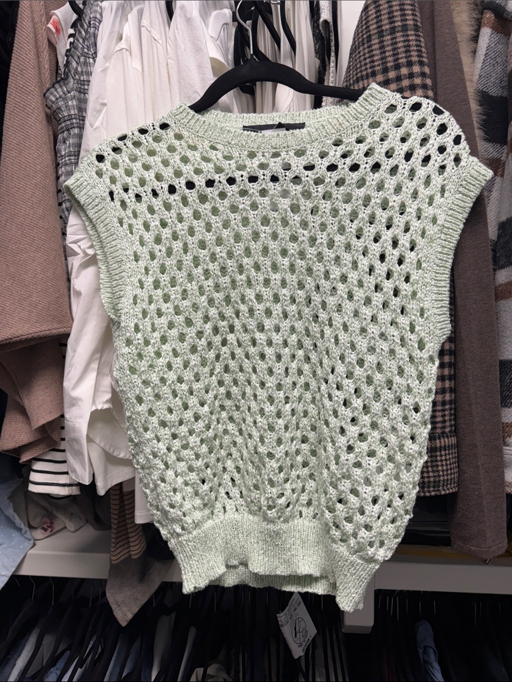 White House Black Market Mint Open-Knit Sleeveless Sweater